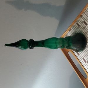 Rossini Empoli Glass Bottle Genie Decanter Cruet Italian Vintage Green Sticker!
